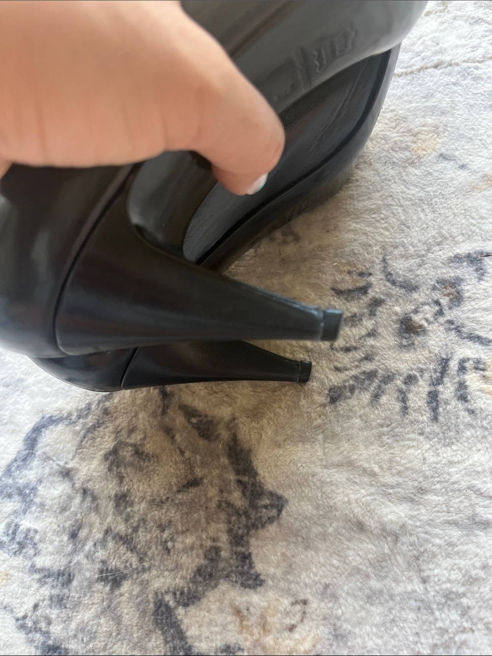 Vintage Bruno Magli Navy blue Leather Pointed Toe Pumps with Silver Accent - Picture 8 of 11